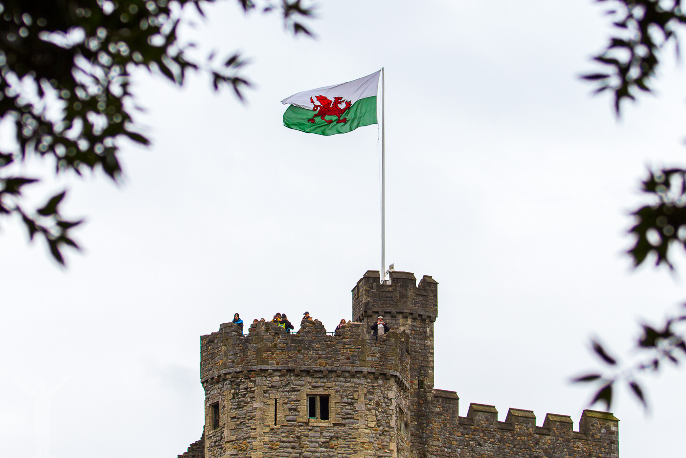 Wales flagga på Cardiff Castle