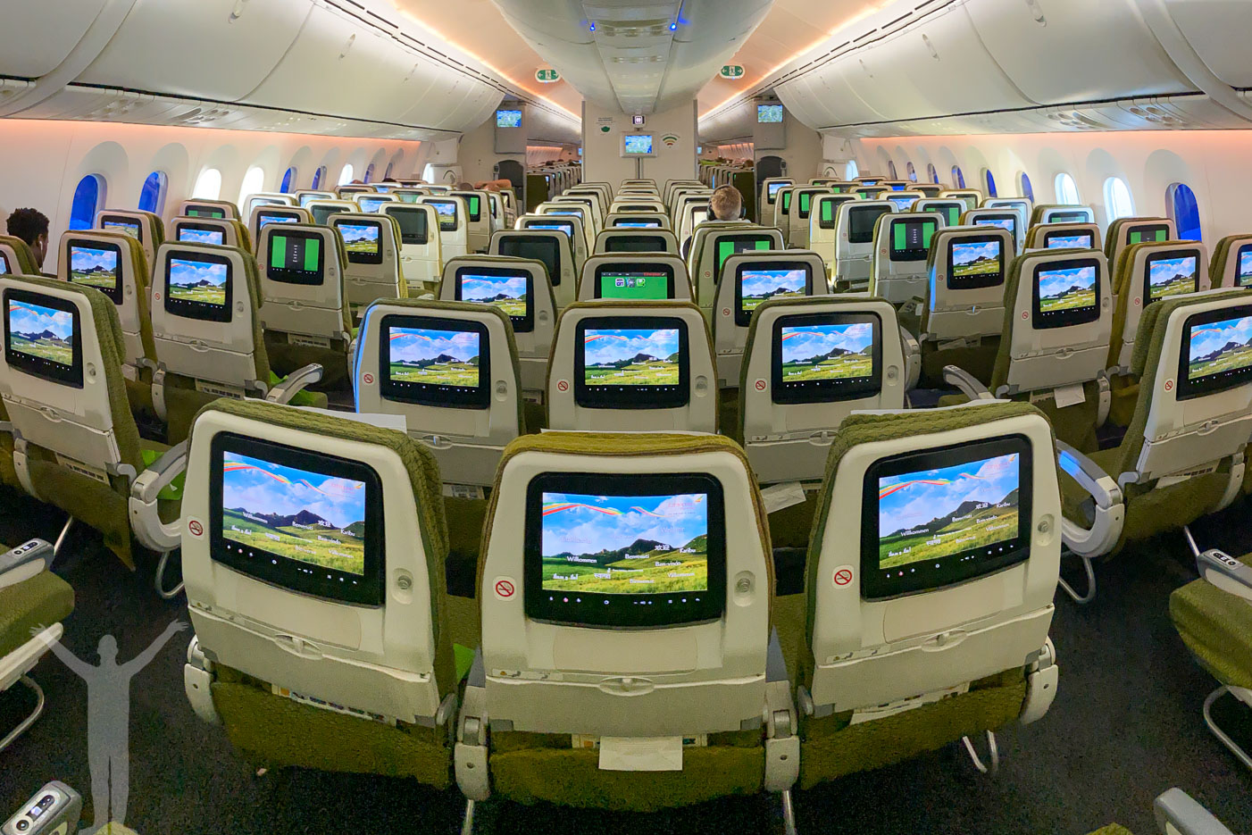Ethiopian Airlines ekonomiklass på deras Boeing 787 Dreamliner